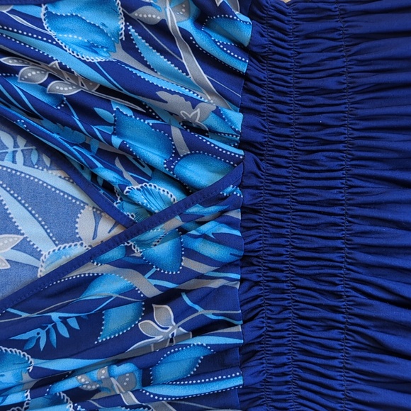 Jon & Anna Floral Smocked Tropical Maxi Dress 2X Blue Gray - Picture 5 of 16